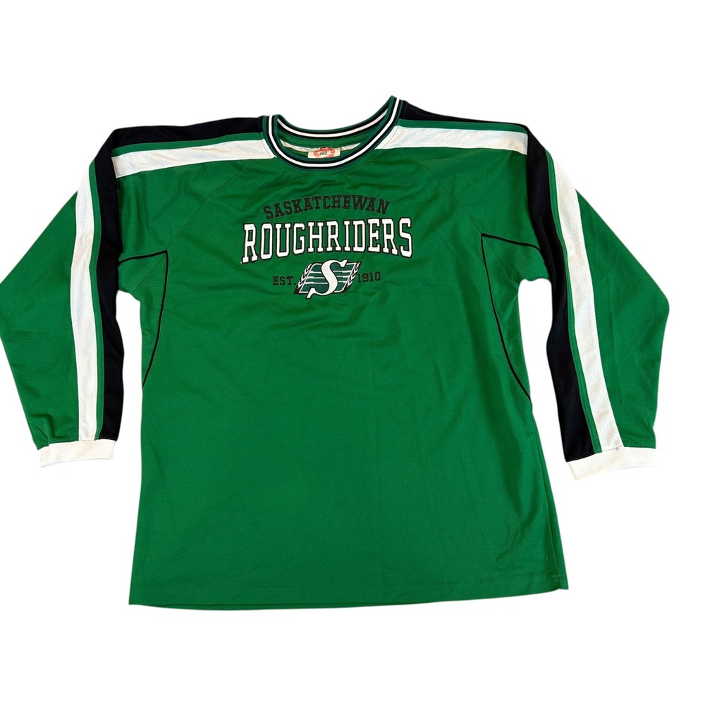 CFL Saskatchewan Roughriders Jersey Mens Large Green Long Sleeve Game